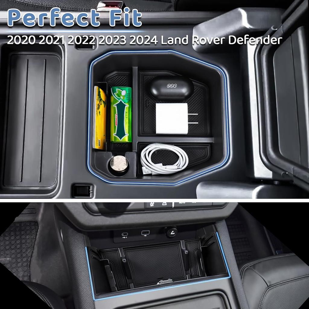 Center Console Organizer Compatible With -2024 Land Rover Defender Armrest Storage Box And Armrest Hidden Tray Middle Console Organizer Interior