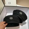 Paris Light Luxury Zircon Rhinestone Beret Italian Niche Black Diamond Versatile Concave Flat Top Painter Hat