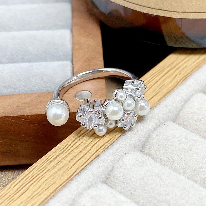[Star Bead Romance] Stars Full Of Diamonds Zircon Cross Opening Ring Exquisite Elegance Personality High Sense Ring Woman