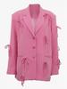 Cappotto da abito ampio rosa romantico con fiocco per donna europea e americana