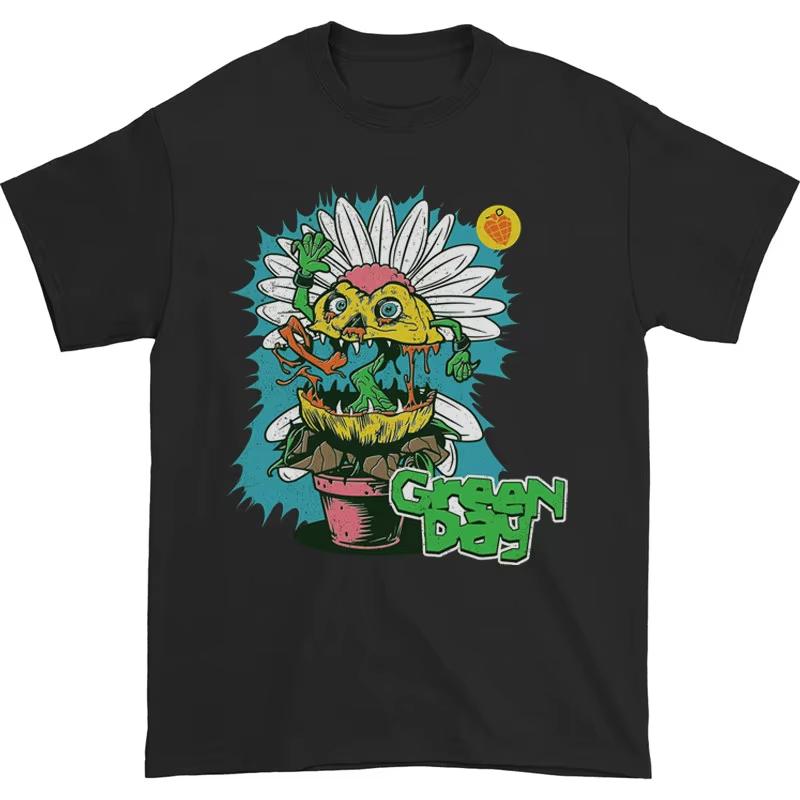 2026 Green Day Band Illustration Fun Music Album American Retro Punk Loose Unisexs and Womens Printed Tshirt Ins Y2k