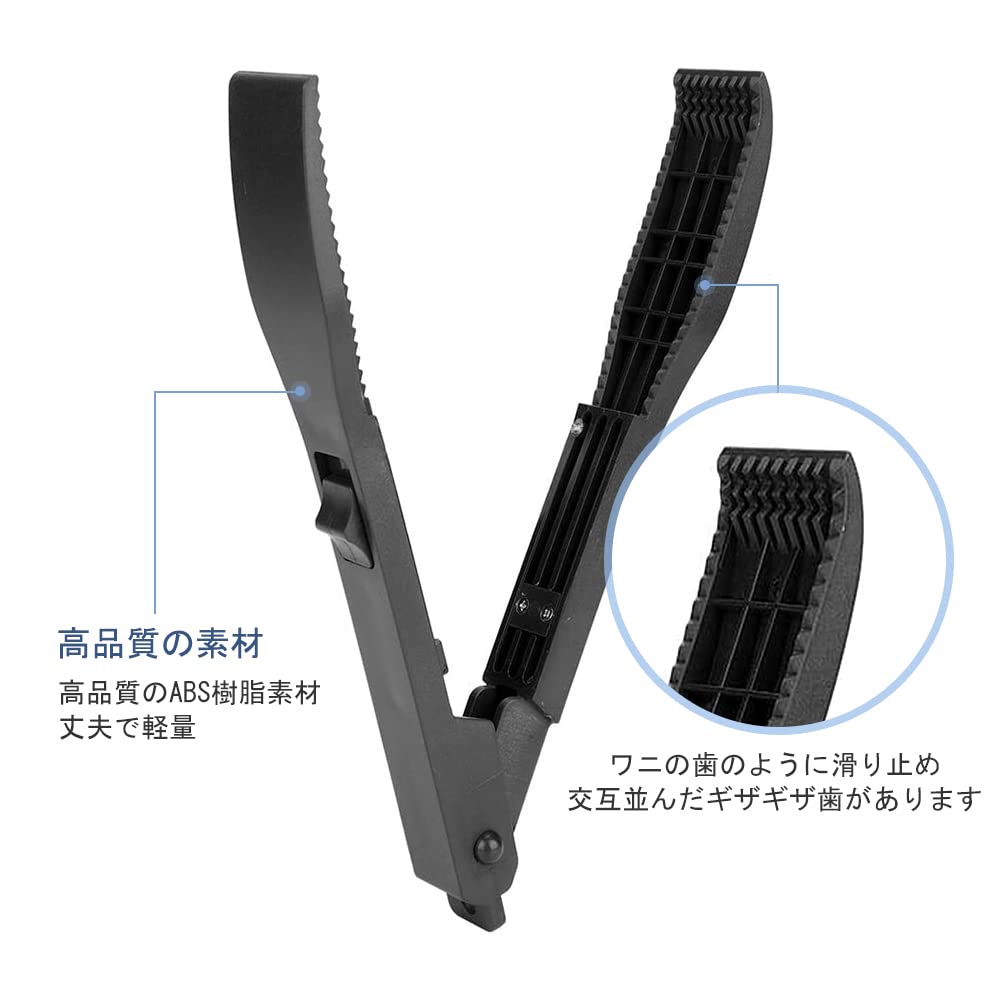 Samcos Crocodile Grip Fish Grabber, Made of ABS Resin, Lightweight and Compact, with Carabiner, for Fishing (Black)