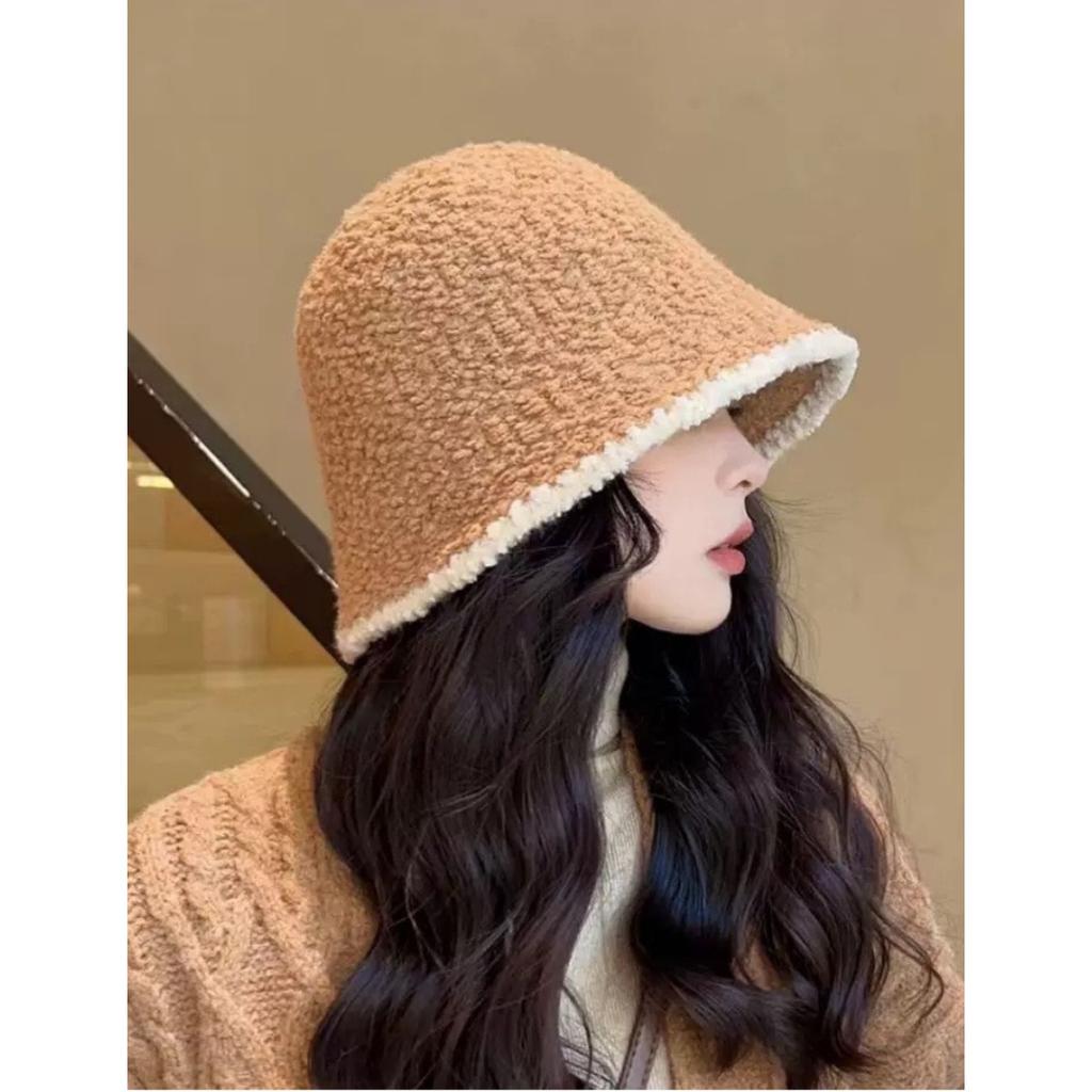 Cotton Hat, Women's Hat, Warm Hat, Plush Hair, Bucket Hat