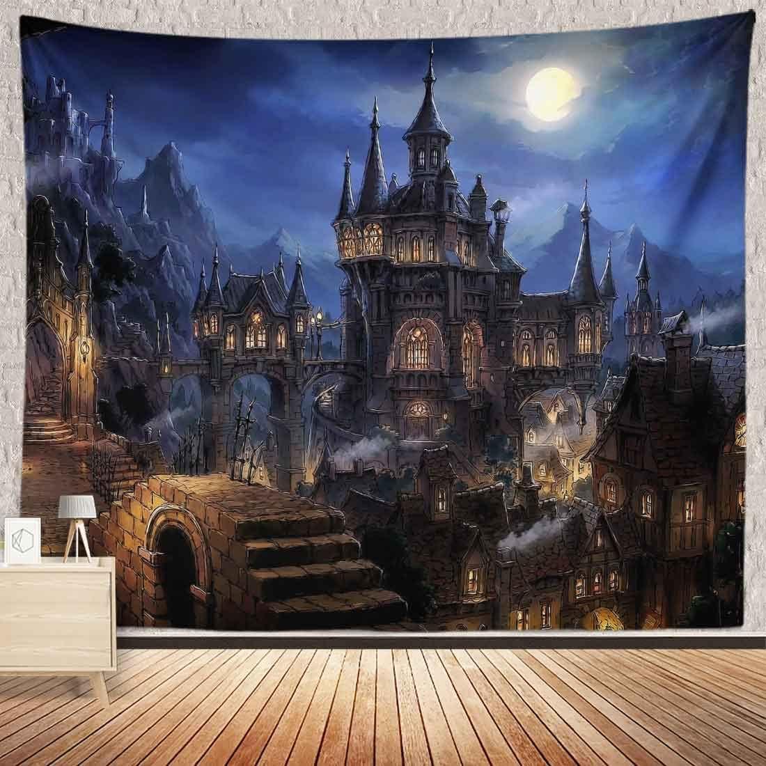 Tapestry of the Castle of Bulor, full moon night 75x100