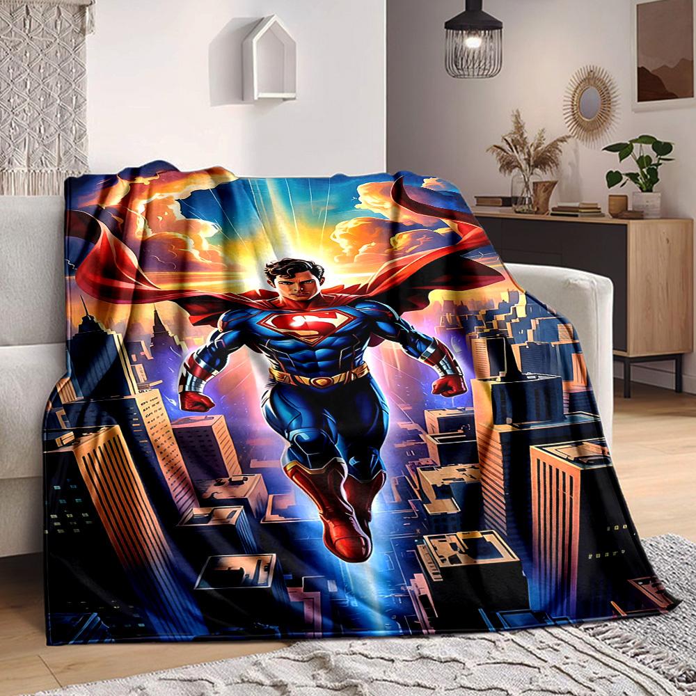 1 peça Manta de Flanela do Superman Macia, Quente e Aconchegante para Sofá, Cama, Escritório e Viagem Versátil para Todas as Estações Presente, Presente de Natal