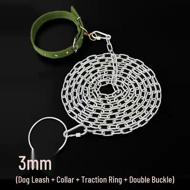 Bite-Resistant Rust-Proof Dog Leash and Chain Collar