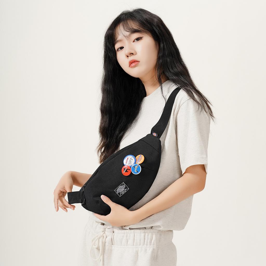 Dickies Workwear Series Logo Ultra-Light Water-Resistant Outdoor Sports Recommended Crossbody Chest Waist Bag Unisex Bags DK009623BLK1