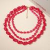 The New Personality Is Small, Many Layers, and Wears Irregular Geometric Quadrilateral Trendy Red Resin Women's Necklaces