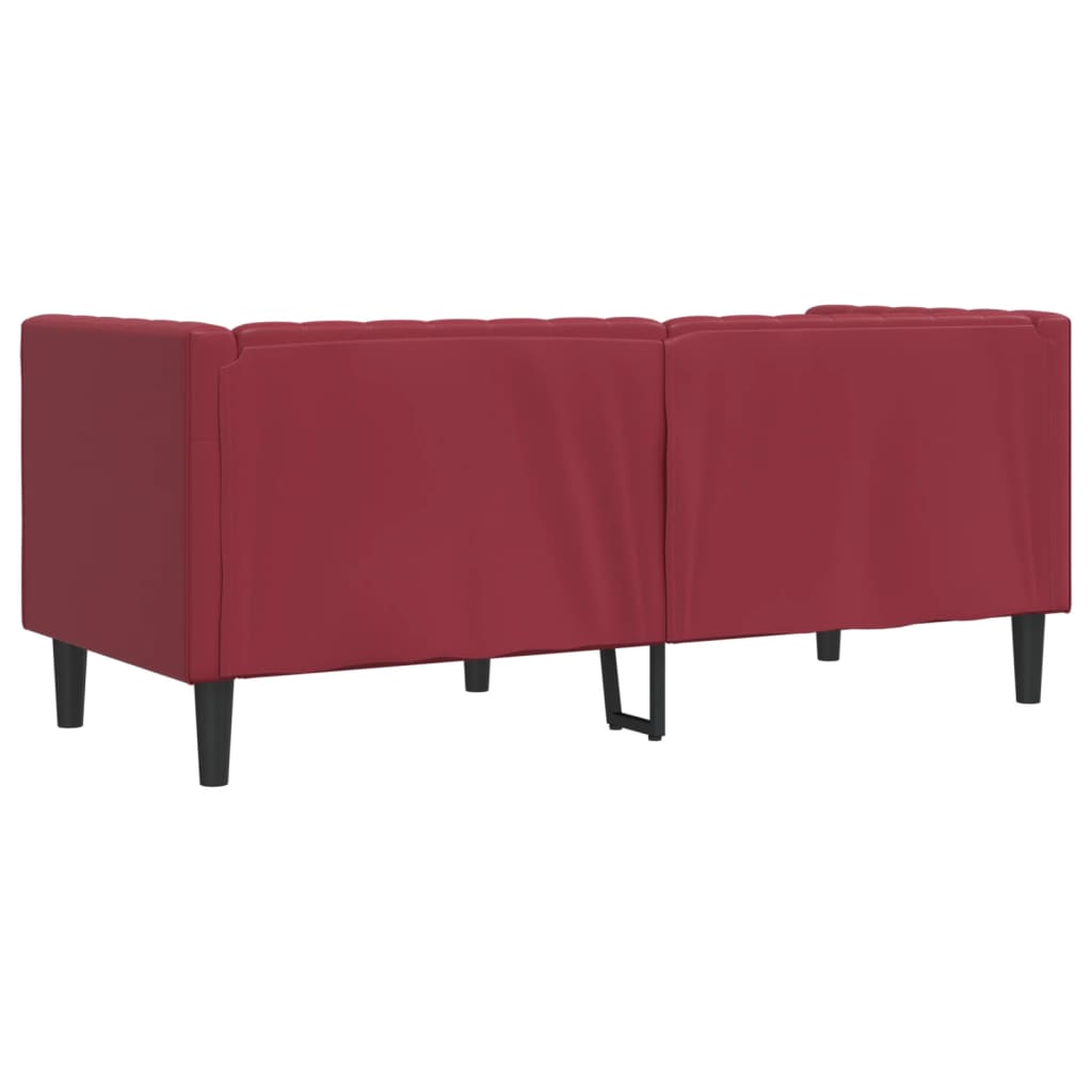 Chesterfield 2 Seater Sofa in Burgundy Artificial Leather