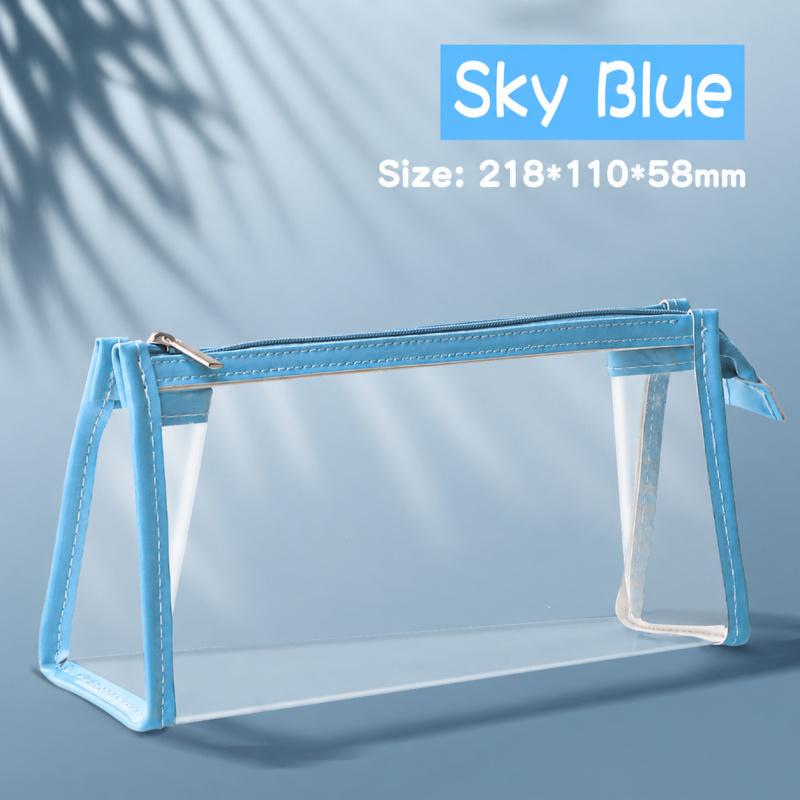 Transparent Pencil Case Large Capacity PU Clear Zipper Pen Bag Multi Layer Storage Organizer For Students Office School Stationery Use