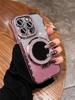 For iPhone 16 Pro Max Luxury Plating Flash Mirror Holder Stand Diamond Frame For iPhone 11 12 13 14 15Plus Lens Protective Cover