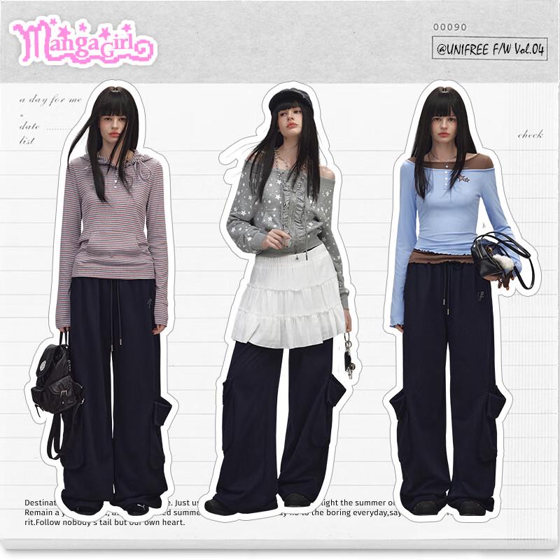 UNIFREE Women's American Retro Loose Cargo Sweatpants