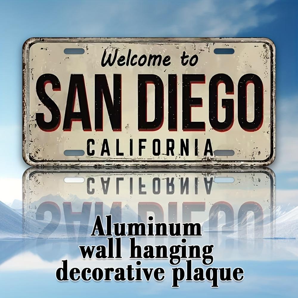 D Flat D Flat Retro San Diego California License Plate Design Aluminum Metal Sign UV Printing IndoorOutdoor Wall Art Cafe 15x30cm(5.9x7.8inch)