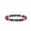 Festive Gifts Multicolor Rainbow Agate Beaded Bracelet Vibrant Fashion Jewelry For Men And Women Daily Wear Simple Versatile Accessory