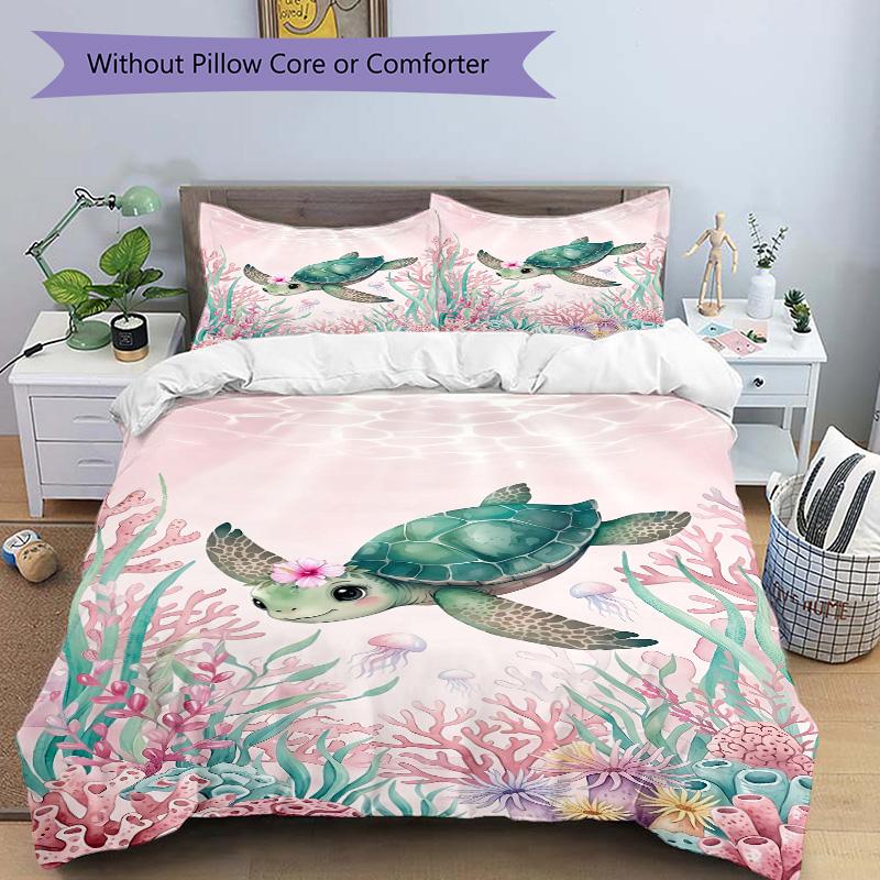 Underwater Turtle Paradise Print 3Pcs Bedding Setduvet Cover With 2 Bedropillowcase Home Birthday Gift