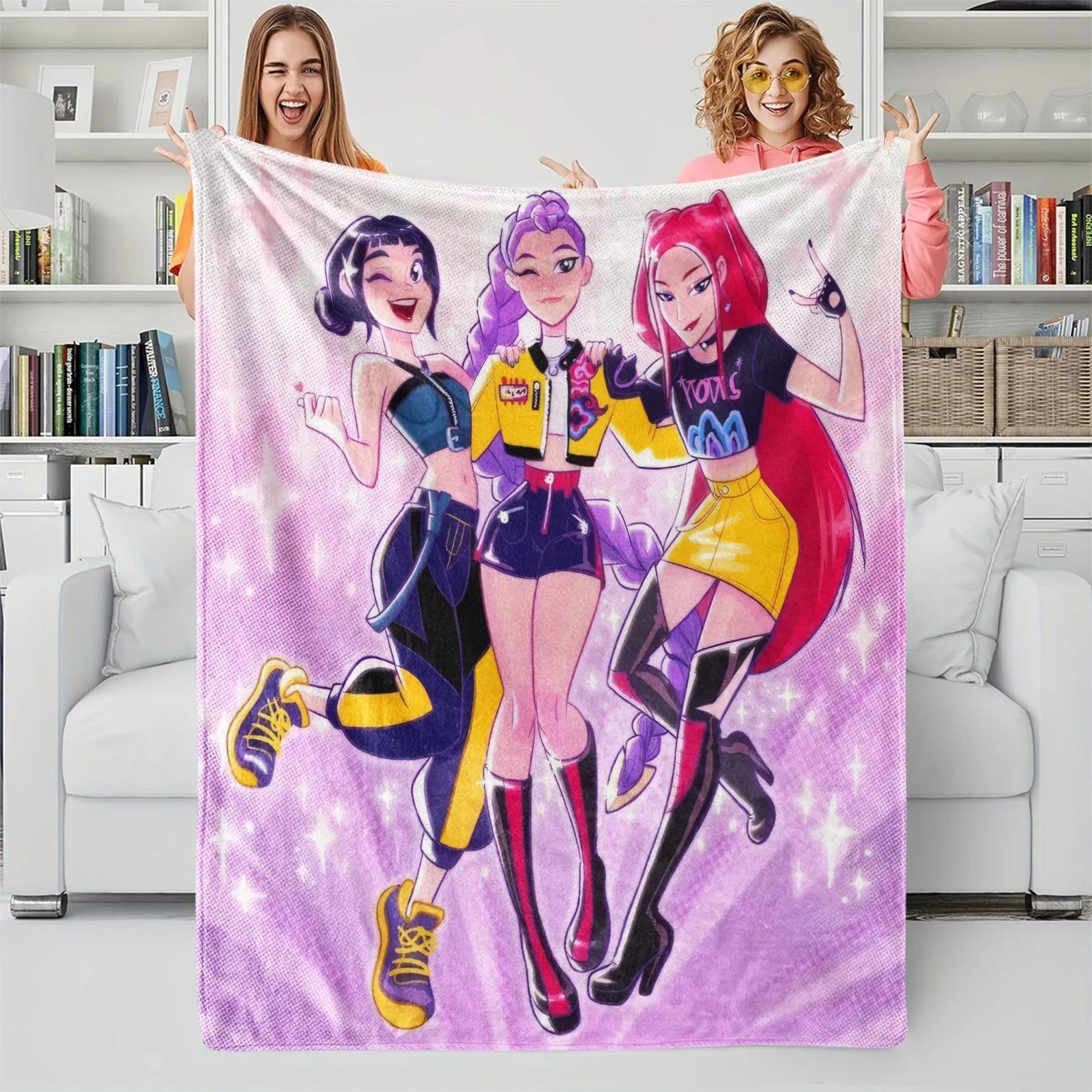 

VIKAMA anime KPOP knee blanket flannel warm K-POP demon hunter theme RUMI/MIRA/ZOEY sofa bedroom blanket home decoration 75x90cm