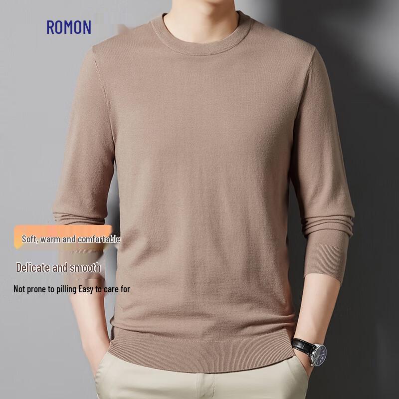 Romon Men's Autumn/Winter Round Neck Pullover Knit Sweater
