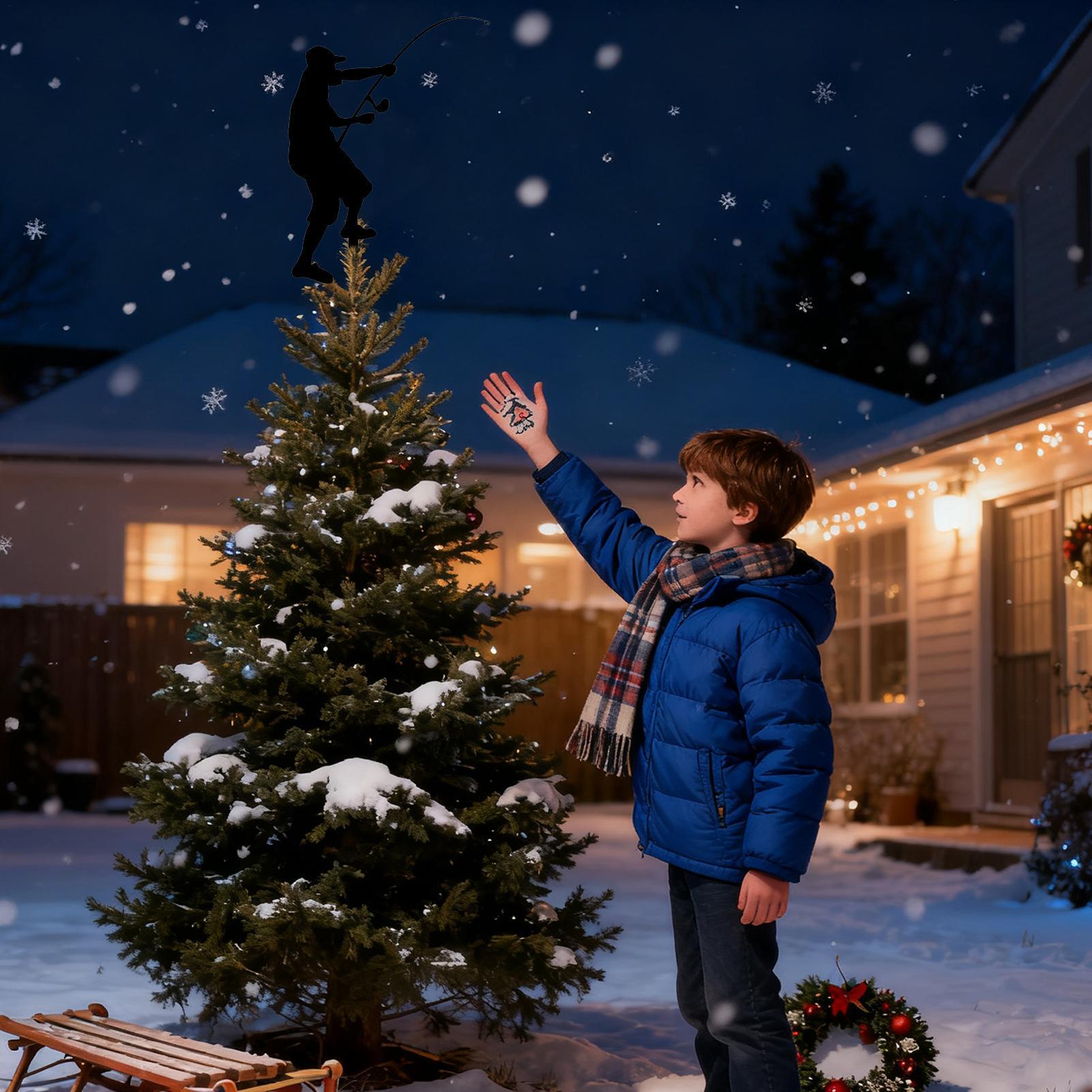 Christmas Tree Toppers Fisherman Design Top Ornament Iron Silhouette Christmas Tree Top Decoration For Indoor Home Farmhouse China Mainland