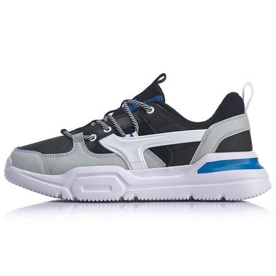 Li Ning Mark Lite Shock Absorption Non-Slip Wear-Resistant Low-Top Sports Casual Shoes Men Sneaker Black White AGCQ039-3