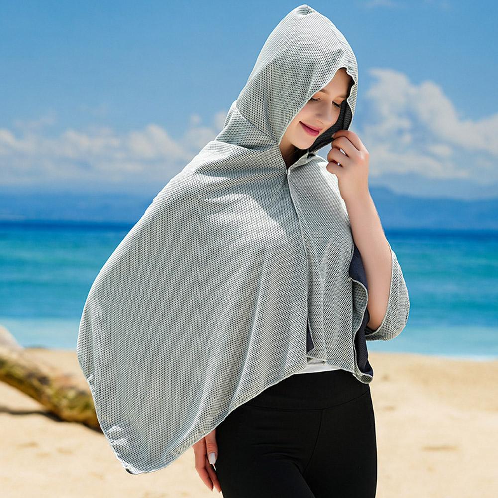 4-in-1 for Swimming Beach Pool Travel Ice Cool Beach Poncho Cover Up, Quick Dry Super Absorbent Oversized Hooded Towel Wrap