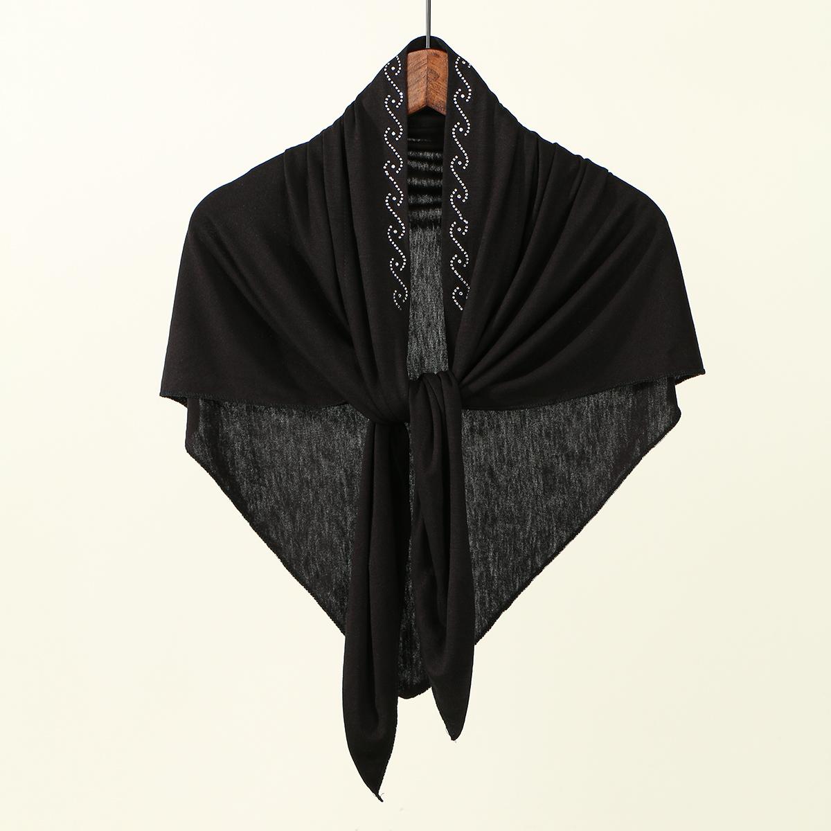 

Rhinestone Cotton Jersey Triangle Scarf Woman Muslim Hijab Shawls Lady Soft Wraps Fashion Causal Turban Islamic Headband