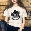 Ramen Cat T-Shirt, Kawaii Black Cat Noodle Tee, Foodie Lover Shirt
