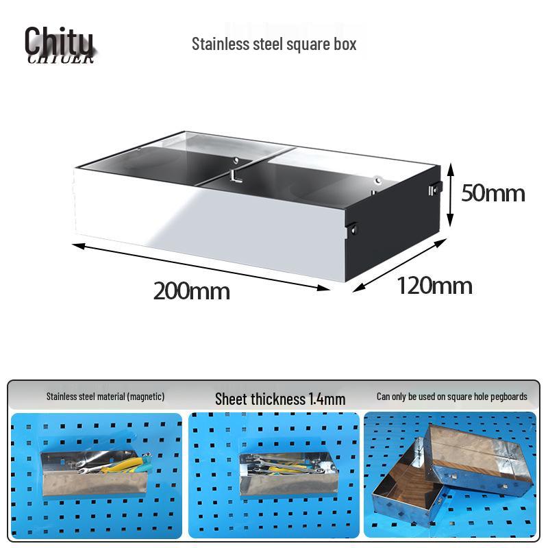 Chitu Multi-functional Stainless Steel Storage Box with Pegboard Hook Rack