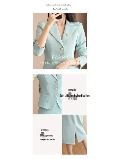 Women's Short Suit Jacket and Skirt Set - Professional Office Wear for Spring/Autumn 2025