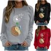 Fashion Womens Loose Winter Print  Long Sleeve Sweater With Fleece Top