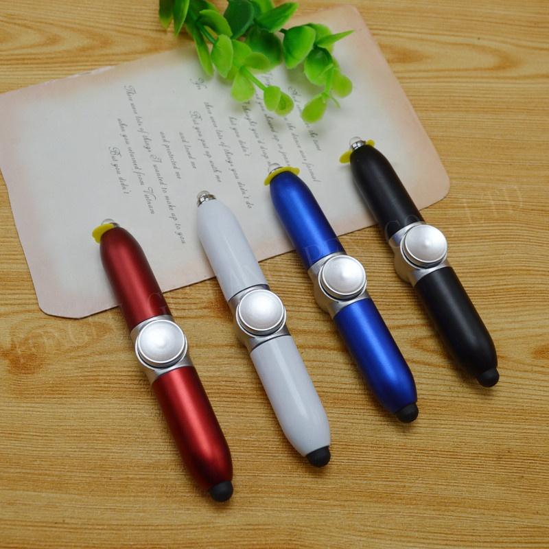 Popular Spinner Pen Light up Pen Multifunctional Mini Plastic Finger Fidget Spinner Stylus Pen With Led Light
