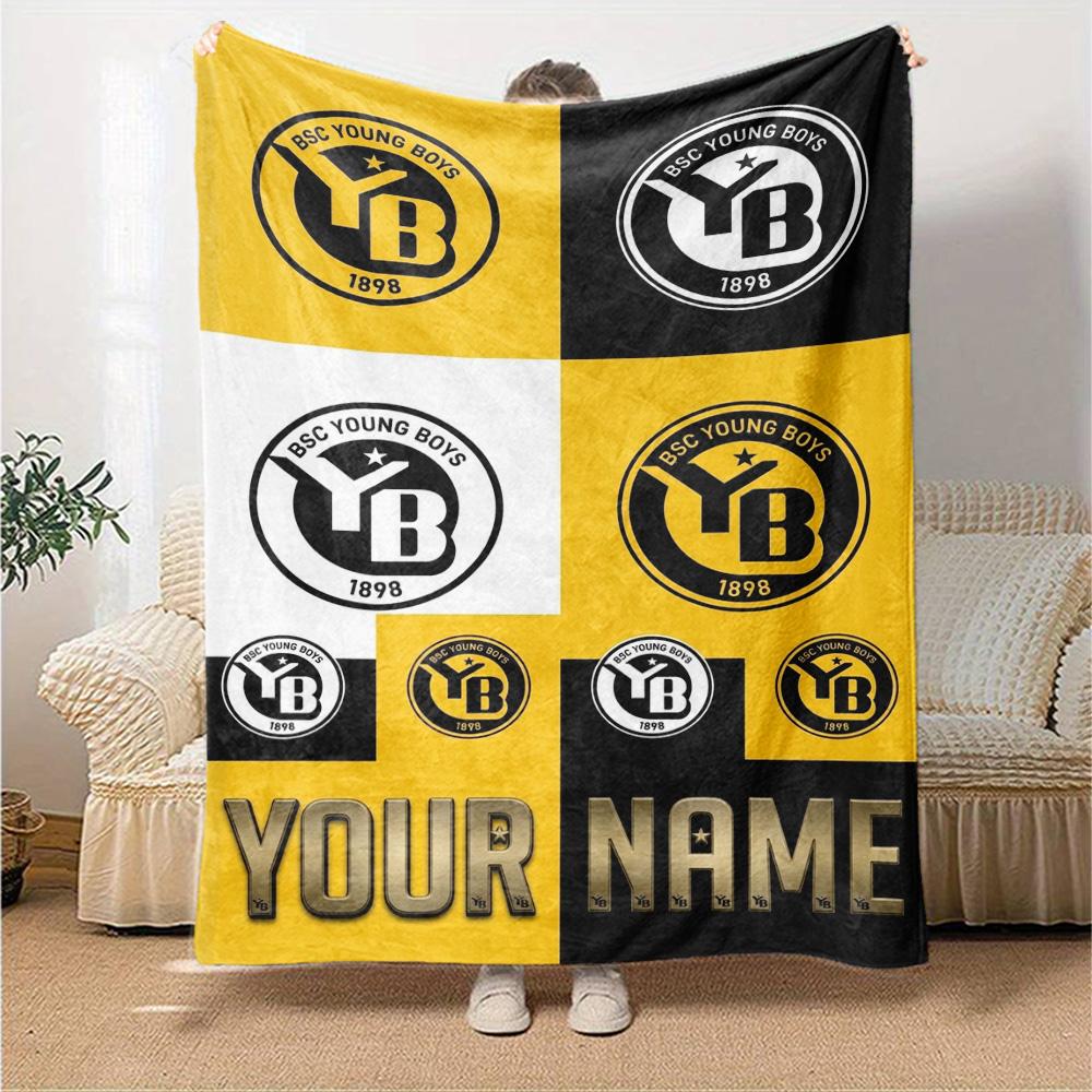 Name Custom BSC Young Boys Print Flannel Blanket High Quality Warm Comfortable Cover for All Seasons Perfect for Gifts Home Decor