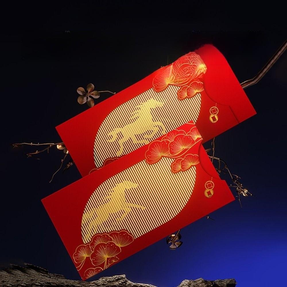 2PCS Lucky Red Envelopes Chinese Style New Year Blessing Cash Gift Envelopes Gold Foil Design New Year Red Packets