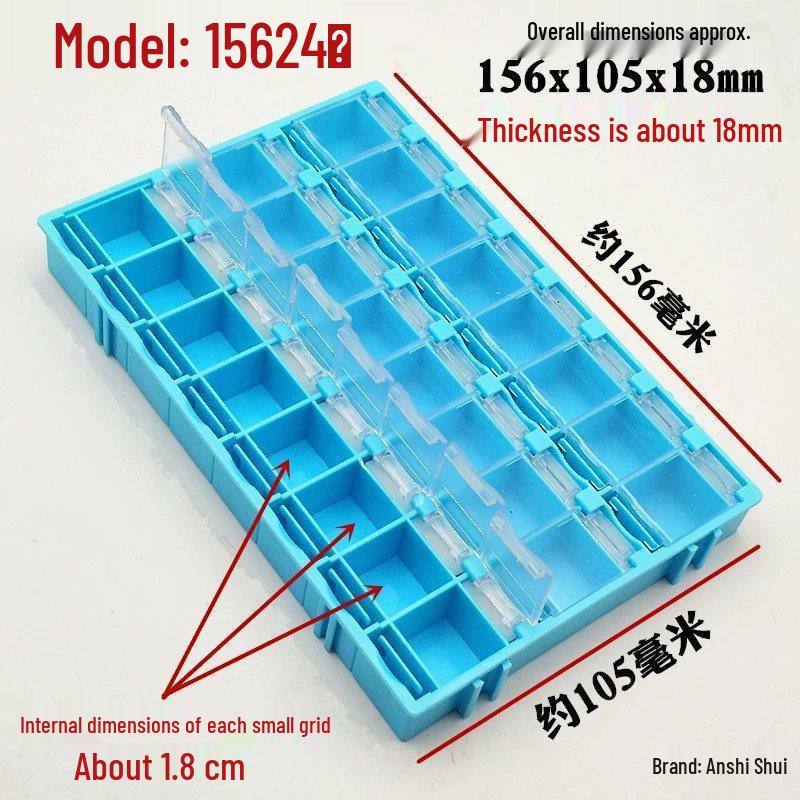 SMT Patch Electronic Organizer: Resistor & Capacitor Grid Plastic Box