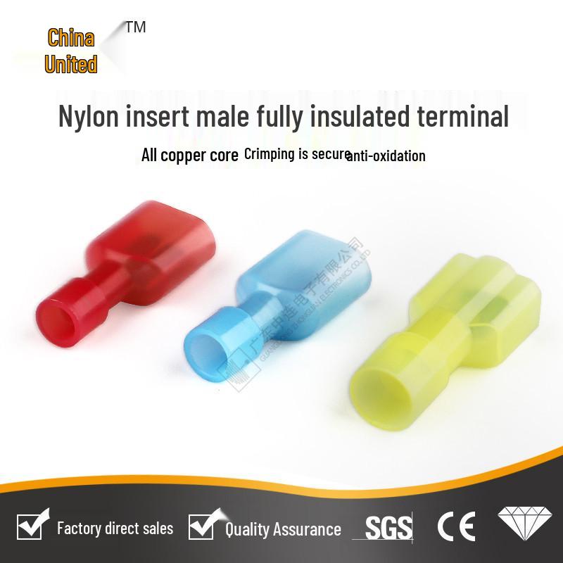 Mid-Nylon Insulated Pin Terminal: Quick Male-Female Block for Cold Crimp Mating Wire