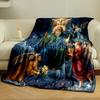 God and Angels with Heavenly BackgroundFlannel blanket for bedroom, living room, sofa, and nap