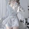 Japanese Gothic Lolita Dress Set Women Harajuku Y2k Bow Lace Ruffles Collar Mini Dresses Female Elegant Party Cute Dress
