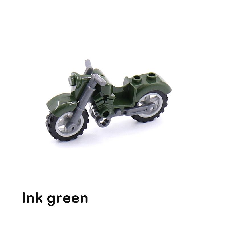 Military Motorcycle Building Block Vehicle Model Figures Accessories Soldiers WW2 Transportation Facility Police SWAT Toys