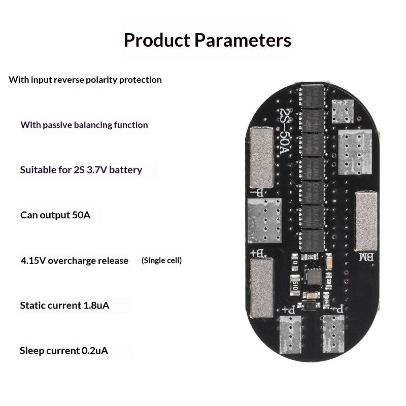 2S 50A Bms Lithium Battery Protection Board 3.7V Li Ion Battery Charging Protect Plate With Reverse Polarity Protection