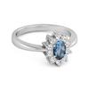 London Blue Topaz Classic Halo Ring - 925 Sterling Silver