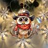 Charming Cartoon Hooded Owl Car Pendant Acrylic Keyring For Festive Decor