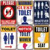 Toilet Warning Signs Metal Plaque Vintage Man Lady Funny Restroom Poster Metal Tin Plates Wall Decor for Bathroom Market Bar Pub
