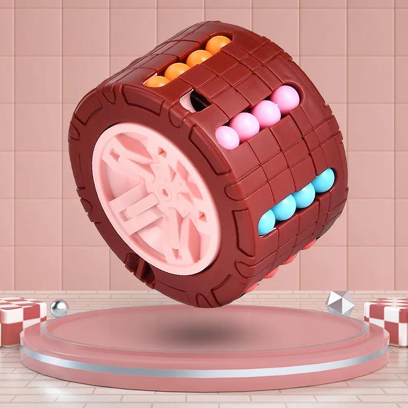 

3D цилиндр-куб, игрушка, волшебная фасоль, гироскоп, вращение слайда, игры-головоломки, снятие стресса, детские развивающие игрушки Монтессори для младенцев, подарок красный