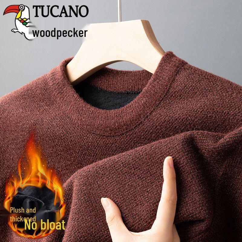 

Woodpecker Men s 2024 Fleece-Lined Thick Knit Sweater - Warm Half High Neck Winter Pullover 165/M for 95-120 lbs