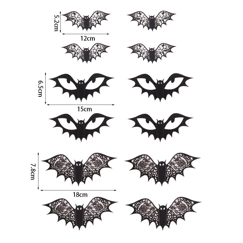 12pcs Black Bat Wall Sticker Realistic Spooky Bat Decal Art Decals 3D Bats Sticker Bar