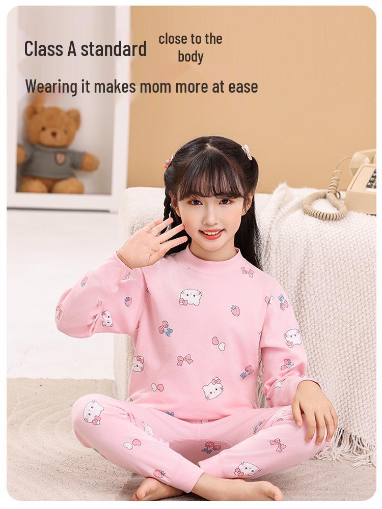 Zhongling Kinder Reine Baumwolle Herbst Unterwäsche Set - Unisex Pyjamas für Jungen und Mädchen