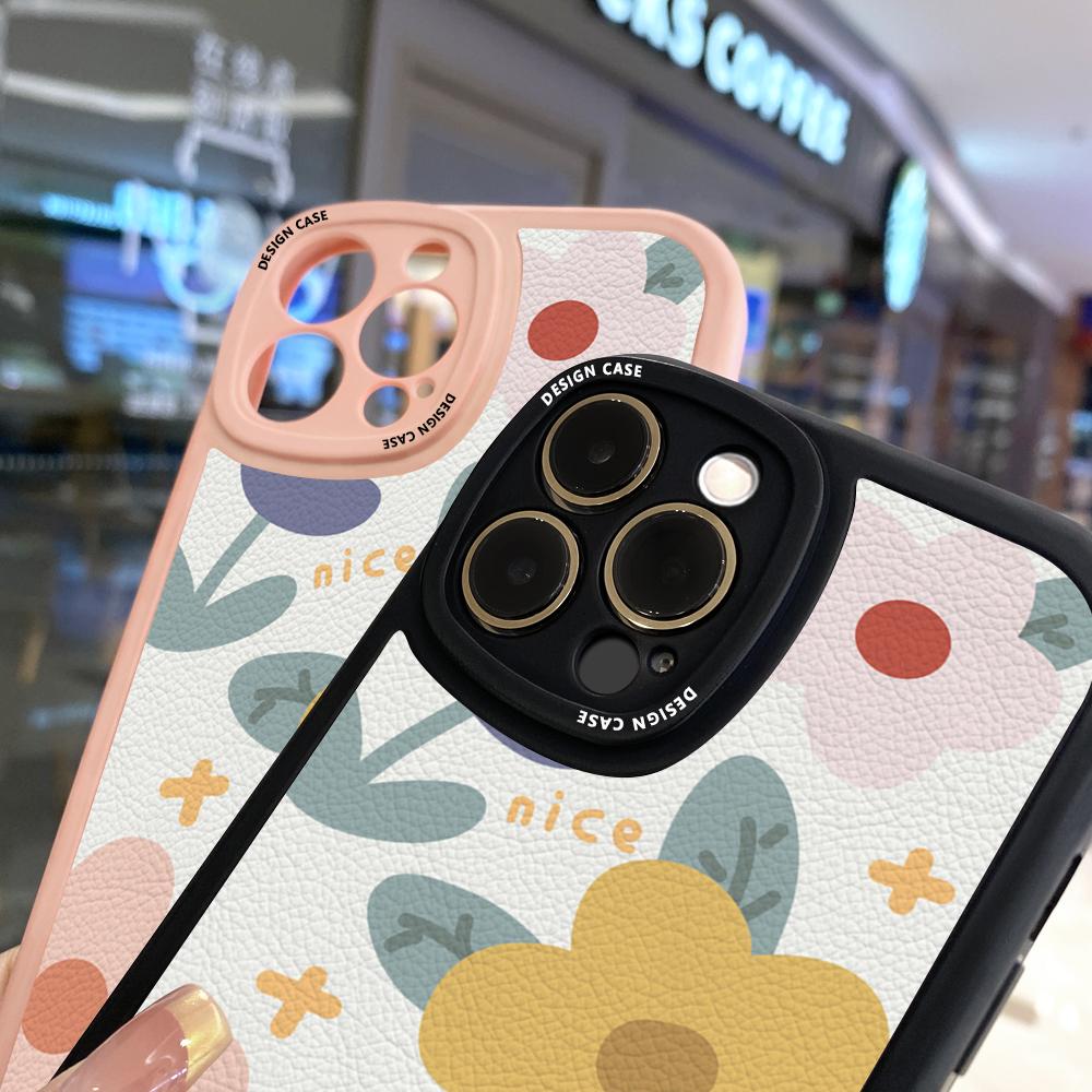 Mädchen Schöne Schlanke Cartoon Schöne Blumen Leder Zurück Gehäuse PU Leder Abdeckung Telefon Fall für Samsung Xiaomi Poco Redmi