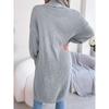 Solid Color Knitted Cardigan Women's Long Sleeved Sweater Jacket Thick Warm Knitted Long Coat with Flip Collar Autumn and Winte