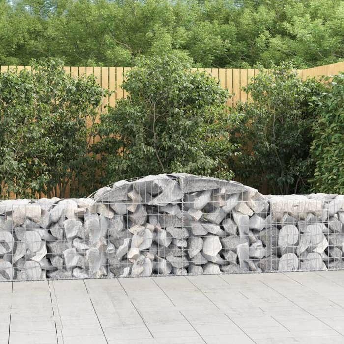VidaXL Paniers à gabions arqués 7 pcs 300x50x60/80 cm fer galvanisé, gabion, cage de gabion, panier de mur de gabion, mur de 3146670