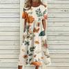 Women's Halloween Printed Casual Dress - Round Neck with Pockets, Relaxed Fit for Women