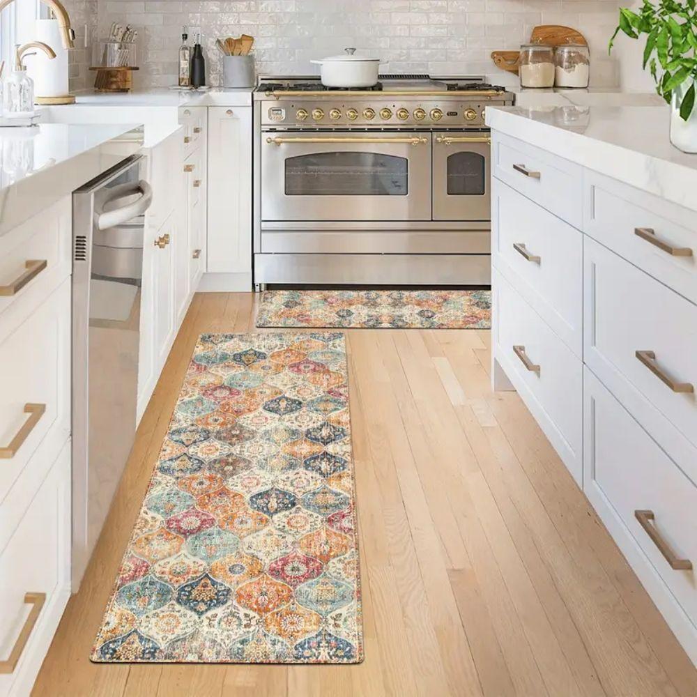 2pcs Bohemian Style Doormats Non-slip and Durable Entrance Hallway Mats Kitchen & Laundry Room Rugs Home Decor